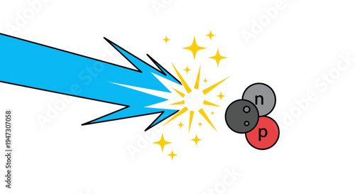 atomic reaction with proton neutron and energy explosion
