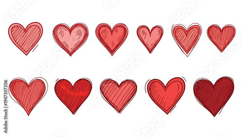 A collection of small red hearts arranged in a visually pleasing pattern Vector