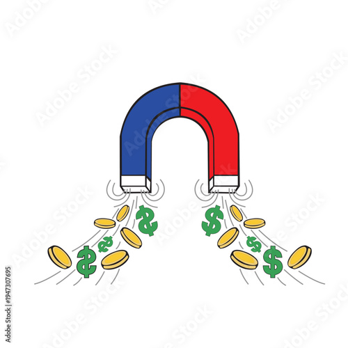 a very cool and colorful vector image of a digital money magnet