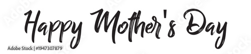 Happy Mother's Day Greeting Lettering, Elegant Script Typography for Holiday Celebration