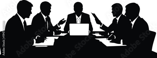 Business Team Analyzing Data on Laptop Dashboard – Financial Analytics and Teamwork Concept Illustration