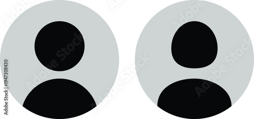 Default avatar profile icon. black placeholder. Man and woman silhouette style