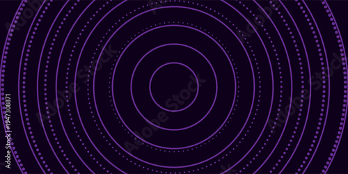 3D purple techno background. Big data visualization on dark space with dotted lines shape decoration. Modern graphic design element dots circle style concept for banner, flyer, card, cover or brochure