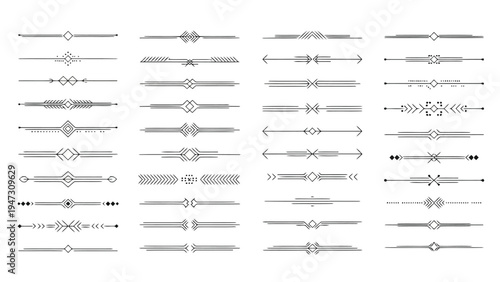 Collection of abstract geometric and organic shapes with varying line weights and orientations Vector