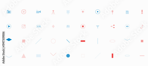 Minimalist UI/UX Icons and Abstract Geometric Shapes for Modern Digital Design.