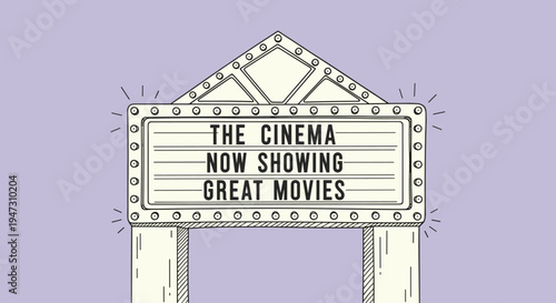 The cinema movie theater sign board