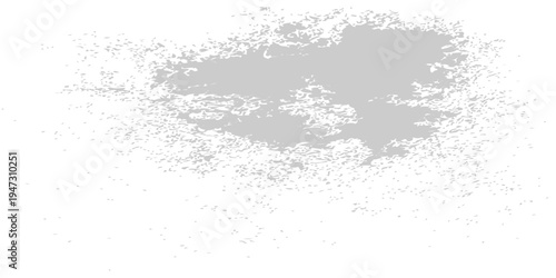 White distressed paint brush stroke with rough edges on gray background, isolated textured grunge banner for design
