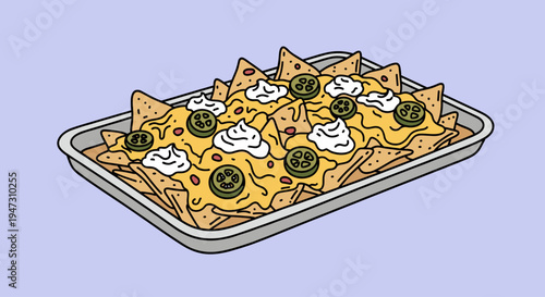 Nachos with cheese and olives plate