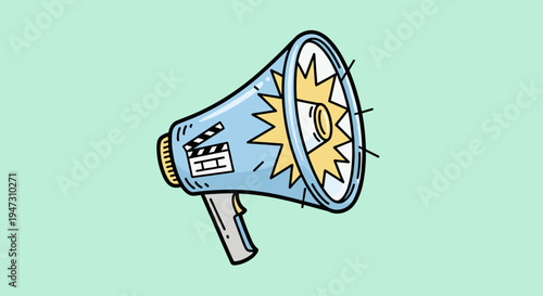 Megaphone with Yellow Starburst Design