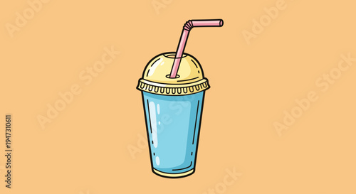 Cold drink with straw and lid