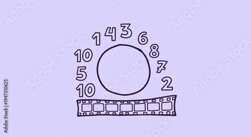 Clock dial with numbers and hands