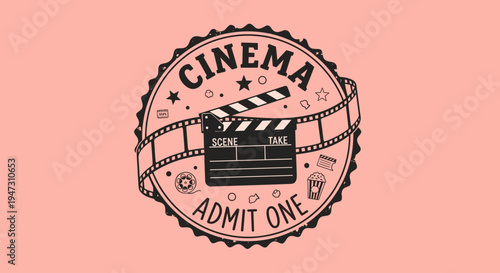 Cinema ticket stub icon graphic