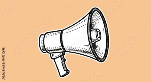 A black and white megaphone illustration