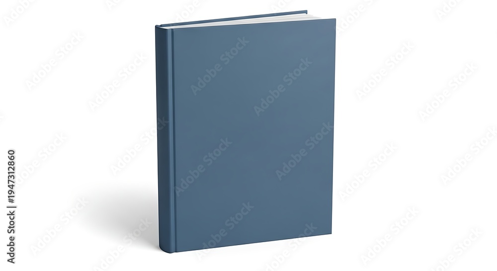 Fototapeta premium A single 3d illustration of an empty blank blue hardcover book isolated on white as a template design for school education or a personal diary notebook