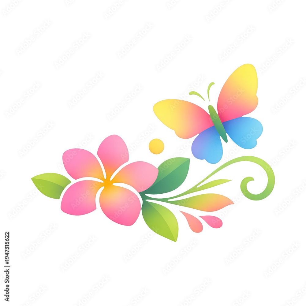 Obraz premium PNG Colorful butterfly floral design