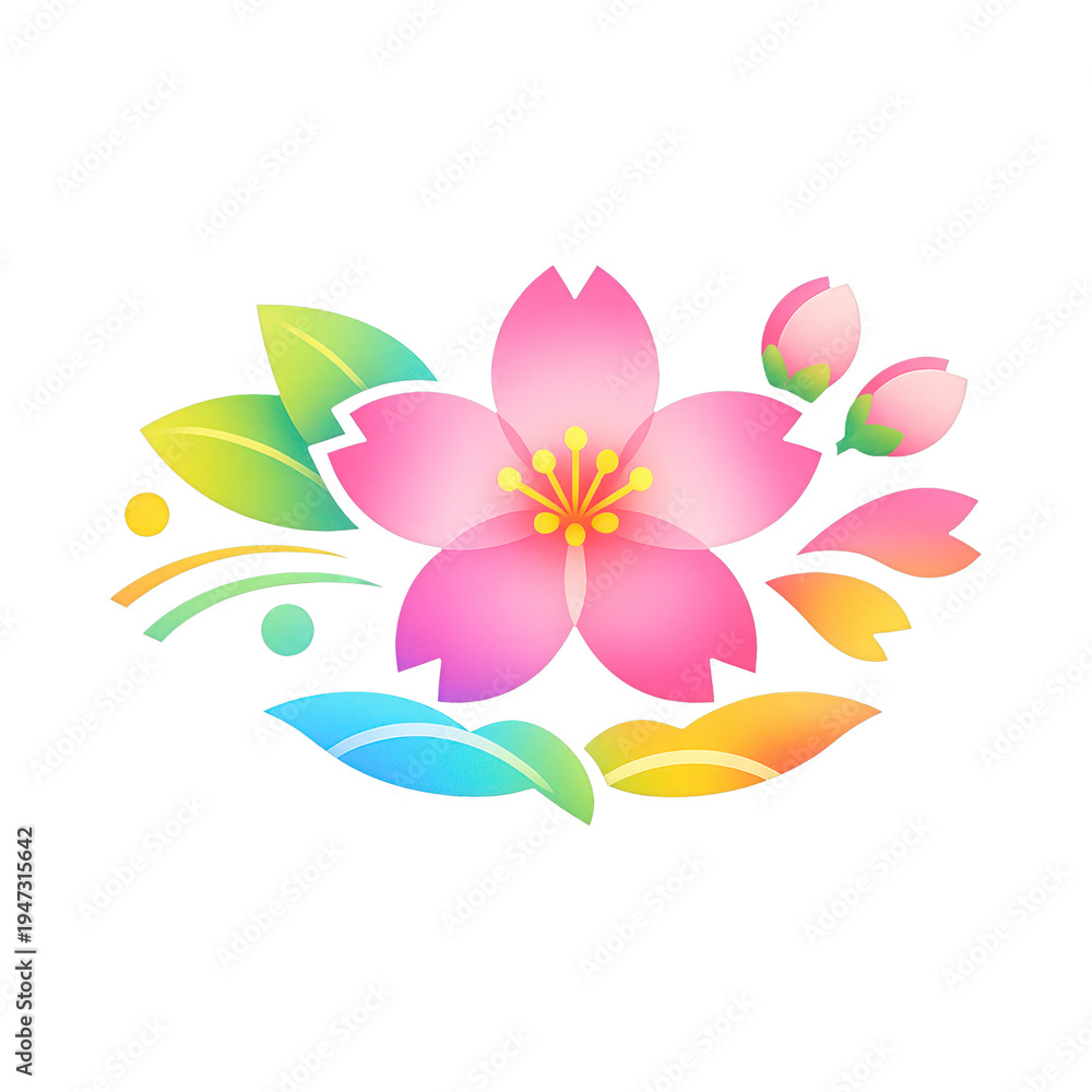 Naklejka premium PNG Colorful floral abstract design.