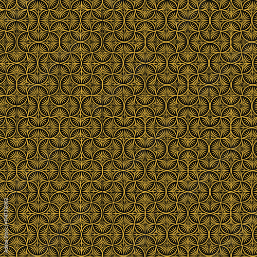 Elegant geometric pattern with a rich gold design on a dark background, perfect for luxurious and modern decor.