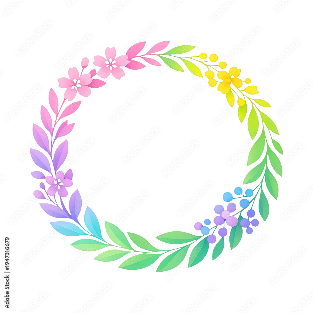 Obraz premium PNG Colorful floral wreath illustration.