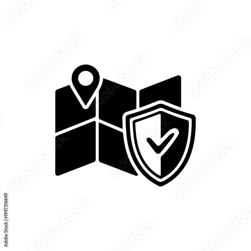 map with a shield line icon vector isolated
Vector line icon on a white background