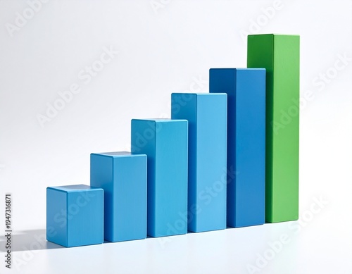 Free Download A vibrant bar chart showing increasing progress and growth with blue and green blocks on a clean white background. - GFXLoad