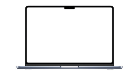 Modern laptop computer screen isolated on transparent background with shadows