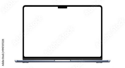 Quadro su tela Modern laptop computer screen isolated on transparent background with shadows
