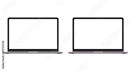 Quadro su tela Modern laptop set computer screen isolated on transparent background with shadow