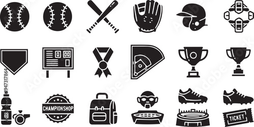 baseball sport equipment icon collection vector illustration