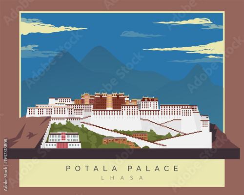 Potala Palace - Lhasa - e Tibet Autonomous Region - Stock Illustration as EPS 10 Fil
