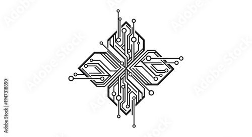 Intricate circuit board design pattern.