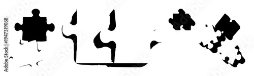 Jigsaw puzzle set with white puzzle pieces and subtle shadow illustration featuring jigsaw, puzzle, puzzle pieces with minimalist design and vector illustration