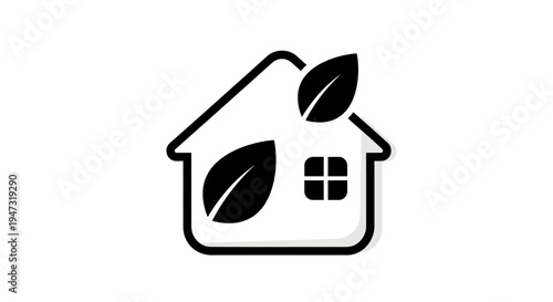 Eco friendly house with green leaves.
