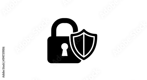 Padlock and shield security symbol.