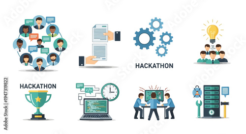 People working on computers together.