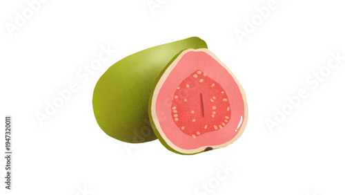 Slices of Fresh Red Guava on white background