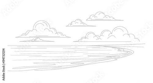 Clouds over water surface reflection.