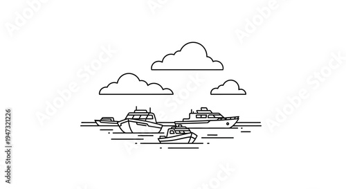 Several boats floating on water surface.