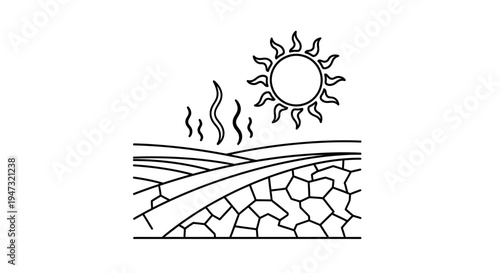 Sun Heat Waves on Dry Ground.