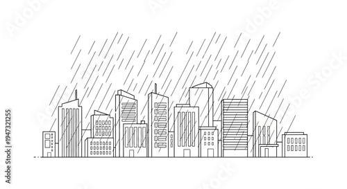 City Skyline with Tall Buildings.