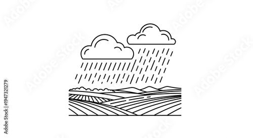 Rainy weather with dark clouds.