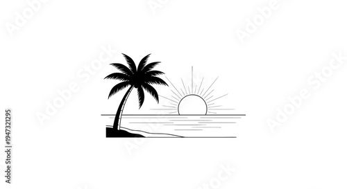Black silhouette of a palm tree.