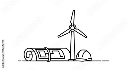 Electric Car and Wind Turbine Station.