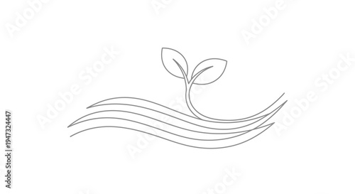 Simple Line Drawing of a Sprout.