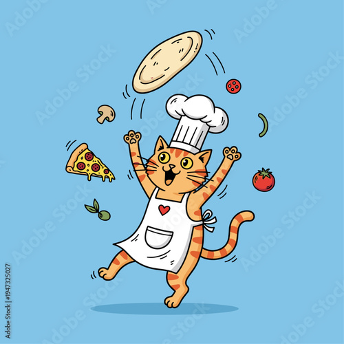 Cartoon cat wearing chef hat.