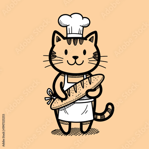 Cartoon cat wearing chef hat.