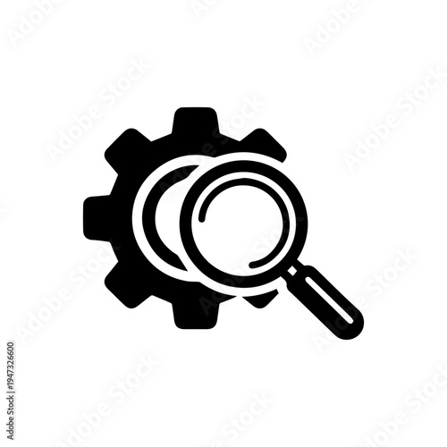 Magnifying glass with gear line icon vector isolated
Vector line icon on a white background