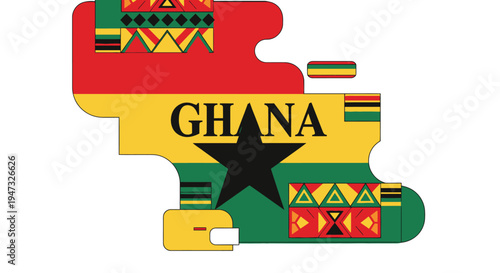Ghana Map Puzzle Piece African Country.