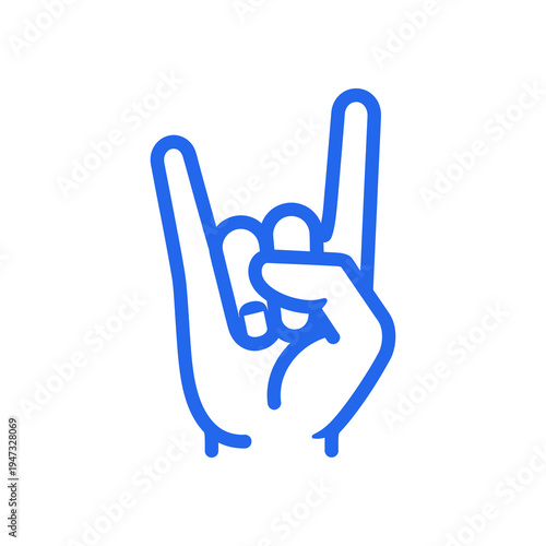 Blue hand gesture sign language symbol.