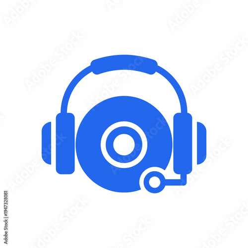 Blue headphones with a CD icon.
