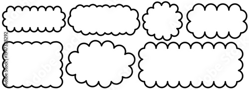 Rectangle wavy cute for paper shape line and bubble cloud fluffy. Frame cartoon summer for border circle abstract and watercolor background art. Rectangle edge sun for paper flat sticker.